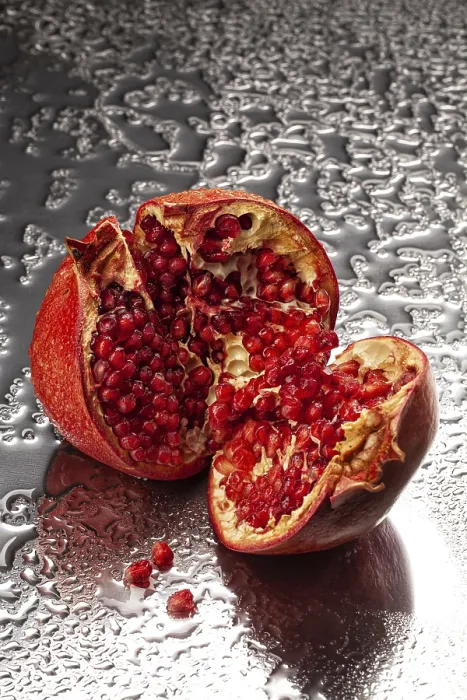 Framed Print : Pomegranate Print with Water Studio Background Framed Print : Pomegranate Print with Water Studio Background