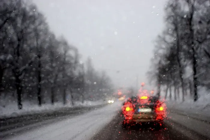 Framed Print : Poor Visibility Through Windshield in Rain and Snow Print