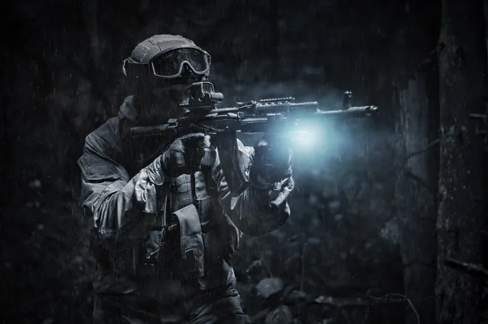 Framed Print : Military Operations Print: Commando in the Forest Framed Print : Military Operations Print: Commando in the Forest