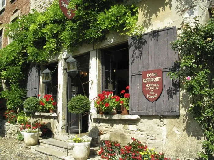 Framed Print : Hotel Print on Perouges Village Square Framed Print : Hotel Print on Perouges Village Square