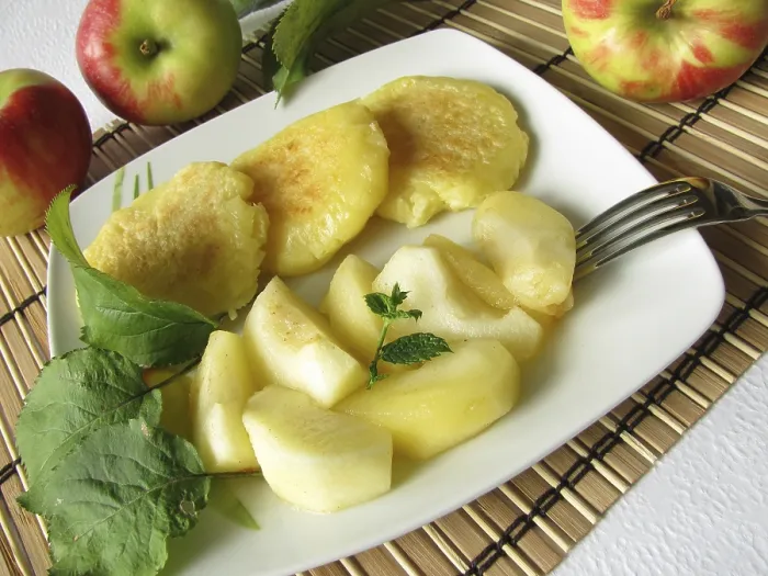 Framed Print : Print of Potato Biscuits with Apple Compote Framed Print : Print of Potato Biscuits with Apple Compote