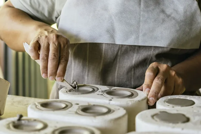 Framed Print : Master Potter Working in Her Studio Print Framed Print : Master Potter Working in Her Studio Print