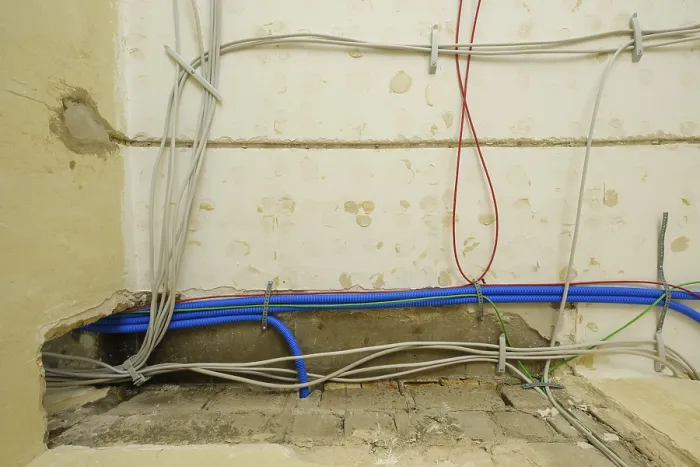 Framed Print : Print of Power Cables and Conduits Under the Ceiling Framed Print : Print of Power Cables and Conduits Under the Ceiling