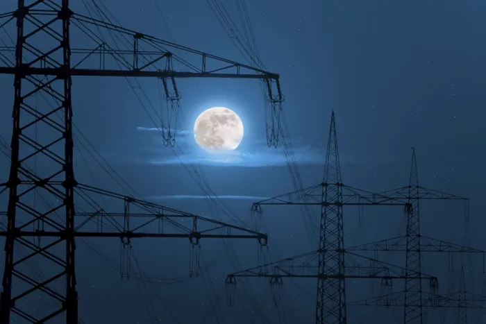 Framed Print : Power masts in the moonlight Print Framed Print : Power masts in the moonlight Print