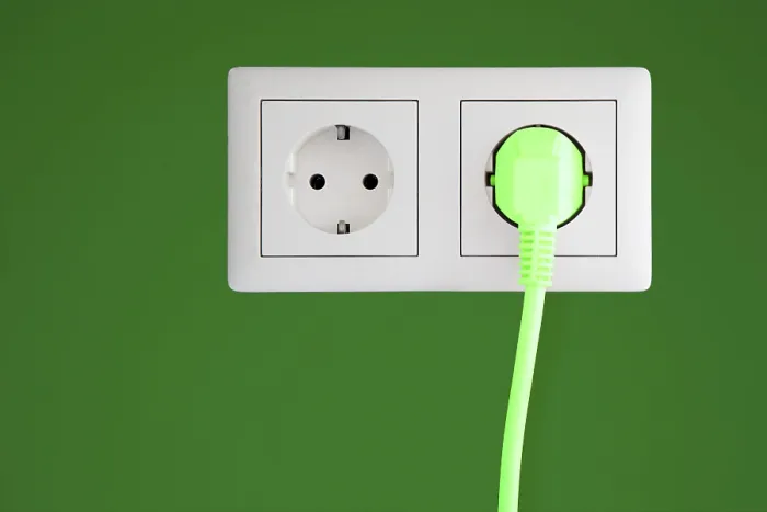 Framed Print : Power Socket with Green Plug Print Framed Print : Power Socket with Green Plug Print