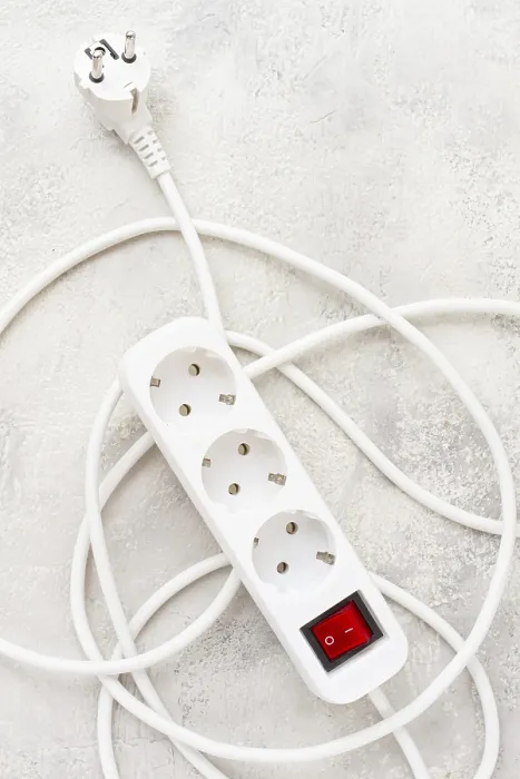 Framed Print : Power Strip Print with Cluttered Setup Framed Print : Power Strip Print with Cluttered Setup