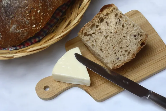 Framed Print : Processed Cheese Print with Bread and Knife Framed Print : Processed Cheese Print with Bread and Knife