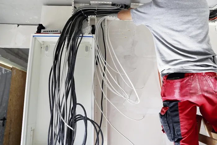 Framed Print : Professional Electrical Installation Print on Building Shell Framed Print : Professional Electrical Installation Print on Building Shell