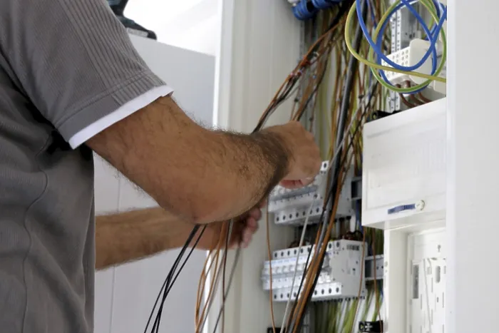Framed Print : Professional Electrical Installation Print on Building Shell Framed Print : Professional Electrical Installation Print on Building Shell
