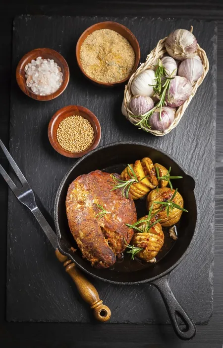 Framed Print : Pulled Pork with Baked Rustic Potatoes Print Framed Print : Pulled Pork with Baked Rustic Potatoes Print