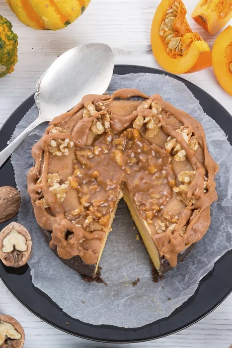 Framed Print : Pumpkin Cheesecake with Nuts Print Framed Print : Pumpkin Cheesecake with Nuts Print
