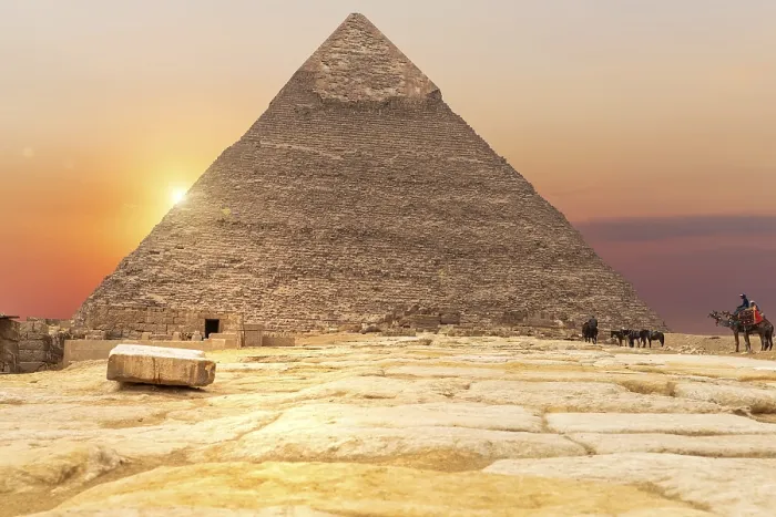 Framed Print : Print of Chephren Pyramid at Sunset