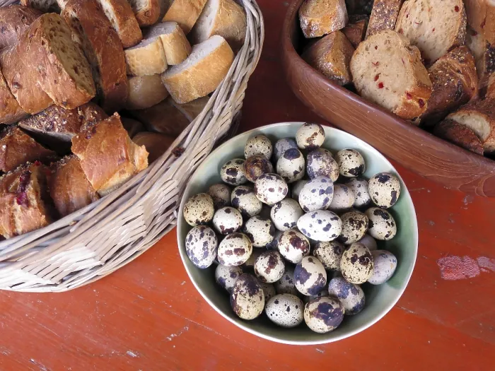 Framed Print : Quail Eggs and Party Bread Print Framed Print : Quail Eggs and Party Bread Print