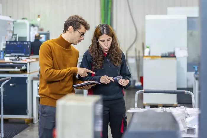 Framed Print : Quality Control in CNC Factory Print Framed Print : Quality Control in CNC Factory Print