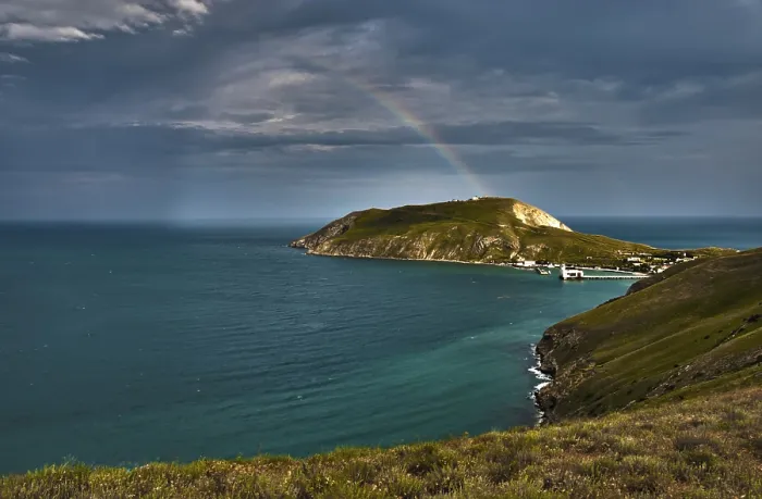 Framed Print : Rainbow over the Coast Print in HDR Framed Print : Rainbow over the Coast Print in HDR