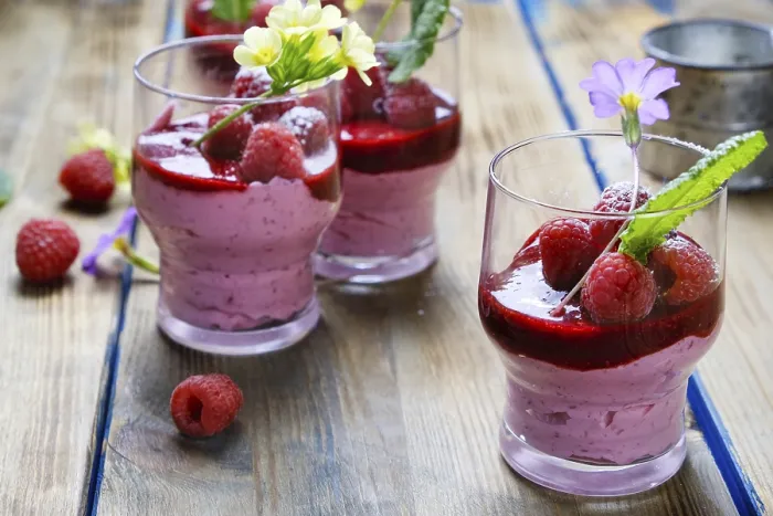 Framed Print : Raspberry Mousse Print in Elegant Glasses Framed Print : Raspberry Mousse Print in Elegant Glasses