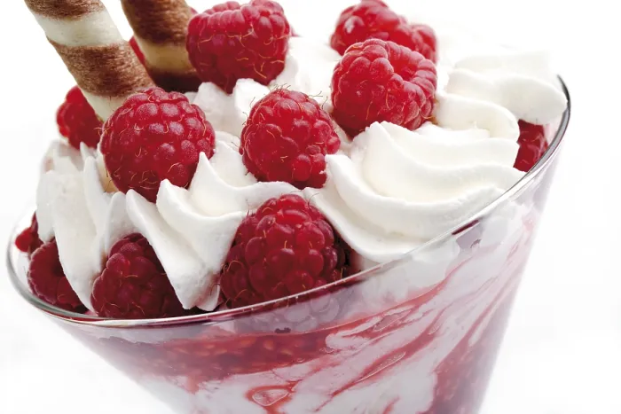 Framed Print : Raspberry Puree with Whipped Cream Print Framed Print : Raspberry Puree with Whipped Cream Print
