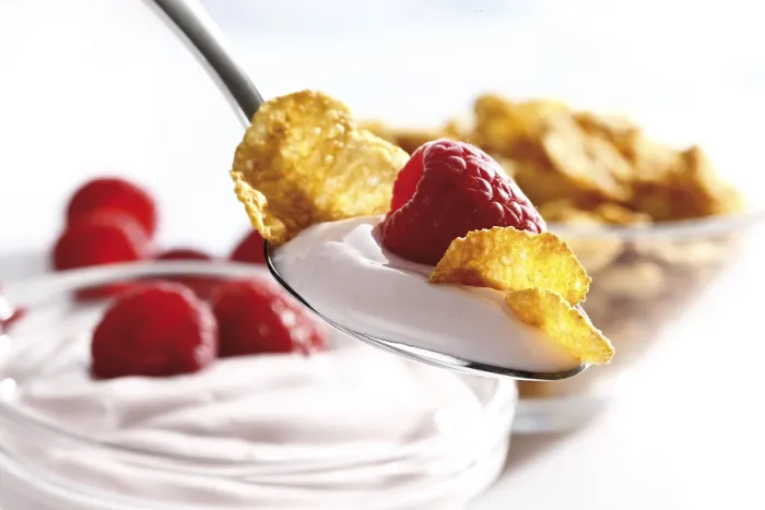 Framed Print : Raspberry Yoghurt with Cornflakes on a Spoon Print Framed Print : Raspberry Yoghurt with Cornflakes on a Spoon Print