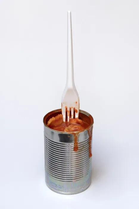 Framed Print : Ravioli Print with Tin and Plastic Fork Framed Print : Ravioli Print with Tin and Plastic Fork