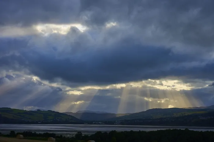 Framed Print : Rays of Light Print over Scottish Lake Landscape Framed Print : Rays of Light Print over Scottish Lake Landscape