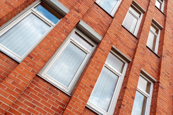 Framed Print : Red Brick Building Wall Print with Cloud Reflections Framed Print : Red Brick Building Wall Print with Cloud Reflections
