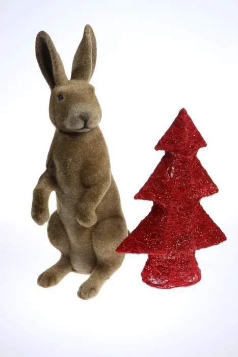 Framed Print : Red Christmas Tree with Brown Easter Bunny Print Framed Print : Red Christmas Tree with Brown Easter Bunny Print