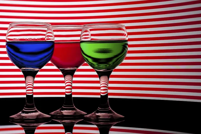 Framed Print : Backlit Drinks Print with Red, Green and Blue Reflections Framed Print : Backlit Drinks Print with Red, Green and Blue Reflections