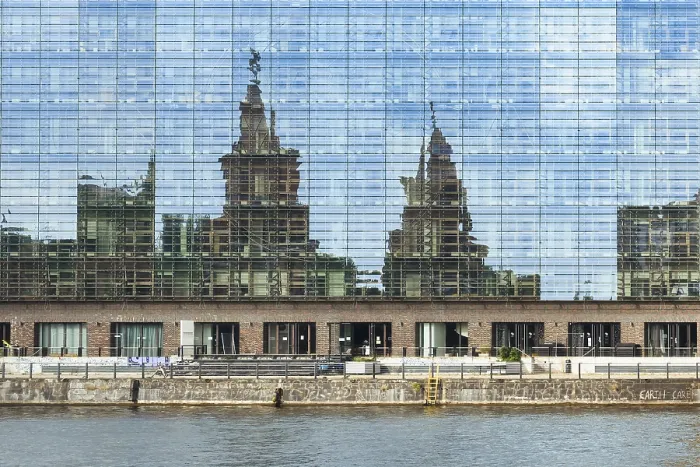 Framed Print : Berlin Reflection Print on Glass Window Building Spree River Framed Print : Berlin Reflection Print on Glass Window Building Spree River