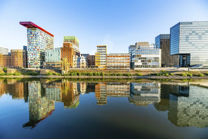 Framed Print : Reflection in the Media Harbour Print, Dusseldorf, Germany Framed Print : Reflection in the Media Harbour Print, Dusseldorf, Germany