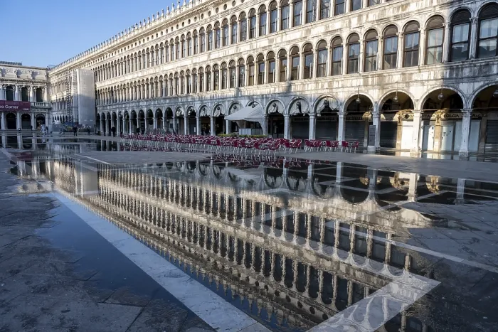 Framed Print : Acqua Alta Reflection Print on St. Mark's Square, Venice