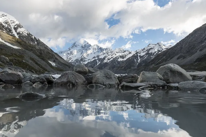 Framed Print : Mount Cook National Park Print - Hooker Lake Reflection Framed Print : Mount Cook National Park Print - Hooker Lake Reflection