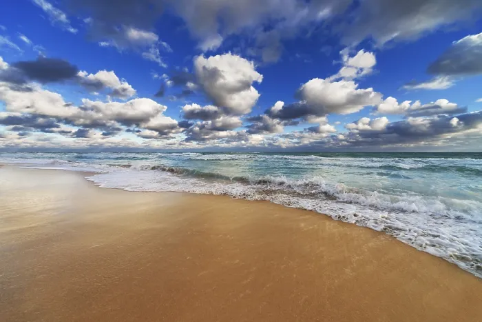 Framed Print : Reflection of the sky in sand beach Print
