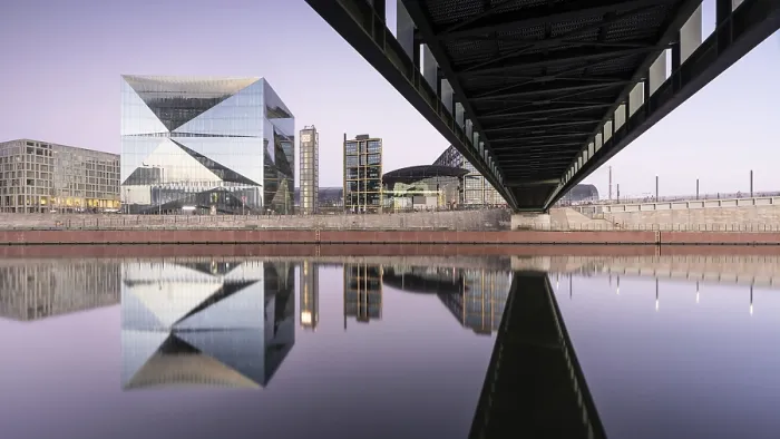 Framed Print : Reflection on the Spree Print, Berlin, Germany