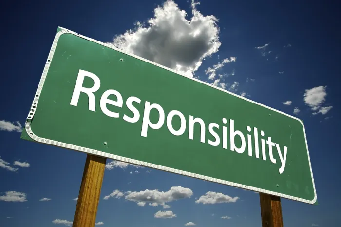 Framed Print : Responsibility Road Sign Print with Dramatic Sky