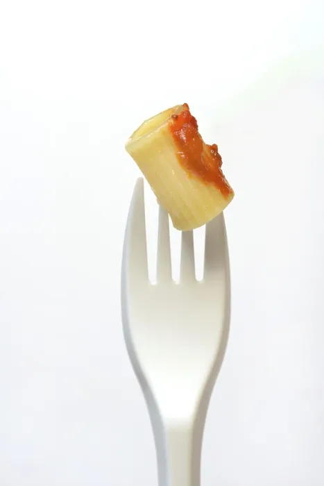 Framed Print : Rigatoni Pasta on Plastic Fork Print Framed Print : Rigatoni Pasta on Plastic Fork Print