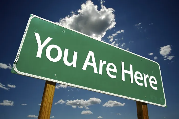 Framed Print : You Are Here Road Sign Print with Dramatic Clouds Framed Print : You Are Here Road Sign Print with Dramatic Clouds