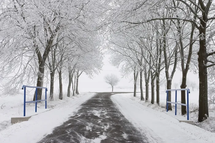 Framed Print : Winter Landscape Print: Empty Road Framed Print : Winter Landscape Print: Empty Road