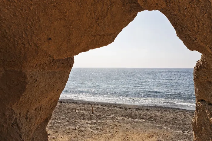 Framed Print : A Rock Gate at Ormos Vlichada Beach Print Framed Print : A Rock Gate at Ormos Vlichada Beach Print