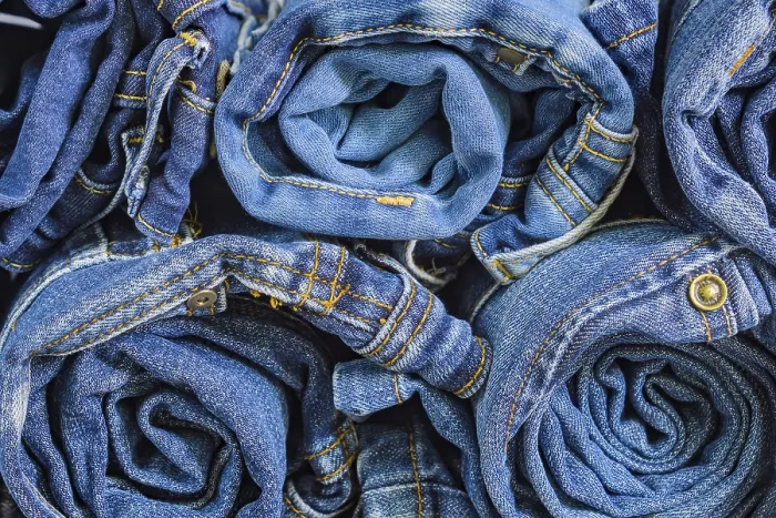 Framed Print : Roll Blue Denim Jeans Print