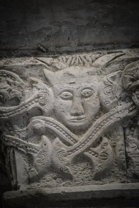 Framed Print : Romanesque Capital with Devil Print, 10th century Spain Framed Print : Romanesque Capital with Devil Print, 10th century Spain