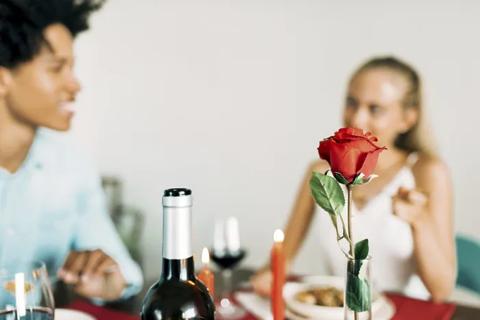 Framed Print : Romantic Dinner Setting Print with Red Rose Framed Print : Romantic Dinner Setting Print with Red Rose