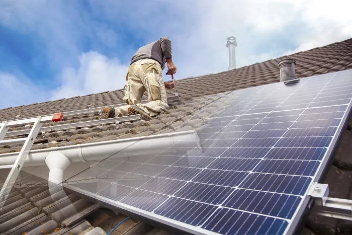 Framed Print : Roofer at Work - Solar Panel Installation Print Framed Print : Roofer at Work - Solar Panel Installation Print