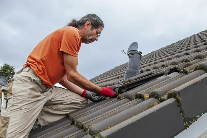 Framed Print : Roofer Preparing Roof for Solar Panel Installation Print Framed Print : Roofer Preparing Roof for Solar Panel Installation Print