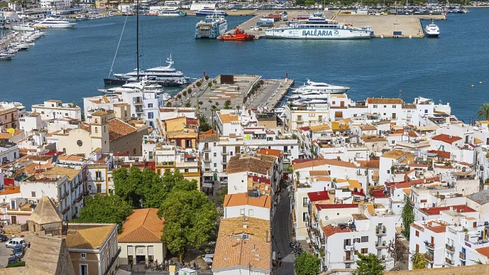 Framed Print : Above the rooftops of Eivissa Print, Ibiza Town, Spain