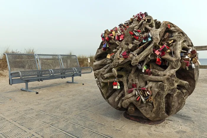 Framed Print : Round Tree Root with Love Padlocks Print, Zingst, Germany Framed Print : Round Tree Root with Love Padlocks Print, Zingst, Germany