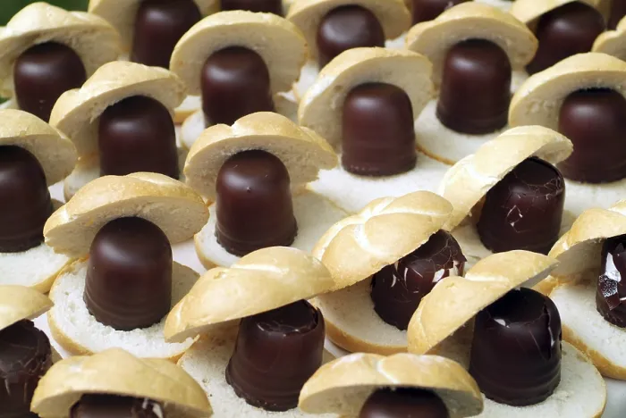Framed Print : Rows of Chocolate Marshmallows with Rolls Print Framed Print : Rows of Chocolate Marshmallows with Rolls Print