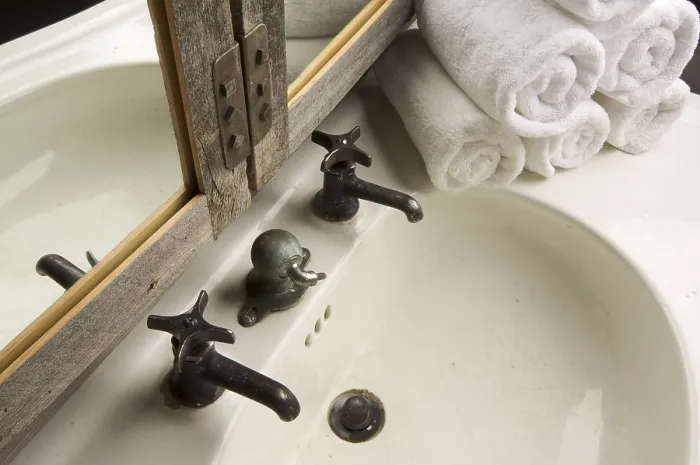 Framed Print : Rustic Bathroom Sink and Mirror Print Framed Print : Rustic Bathroom Sink and Mirror Print