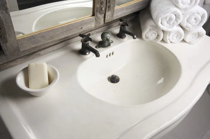 Framed Print : Rustic Bathroom Sink and Mirror Print Framed Print : Rustic Bathroom Sink and Mirror Print