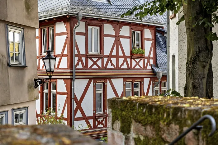 Framed Print : Rustic Half-Timbered Building Print, Marburg an der Lahn