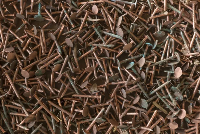 Framed Print : Rusty Copper Nails Print